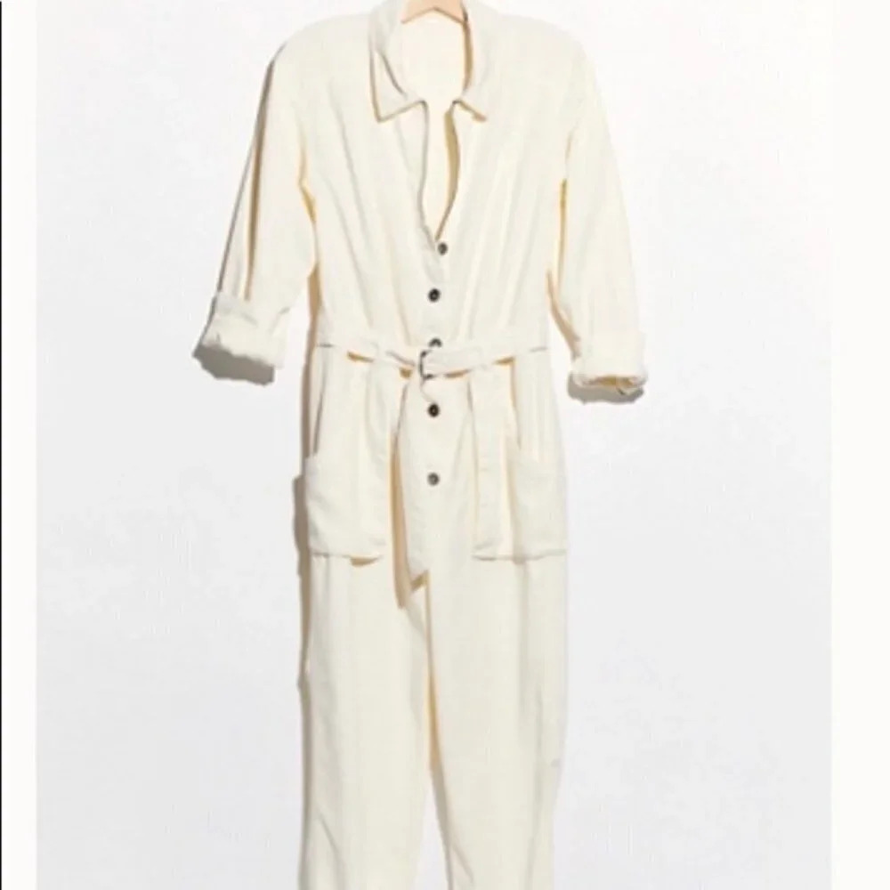 Cream Button-Up Jumpsuit
